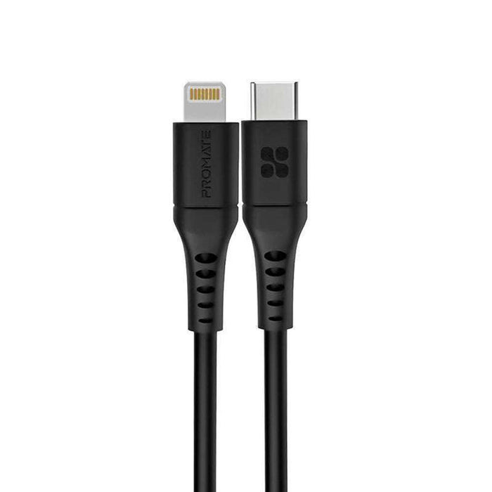 Promate 20W USB-C to Lightning Charge Cable 2m Black