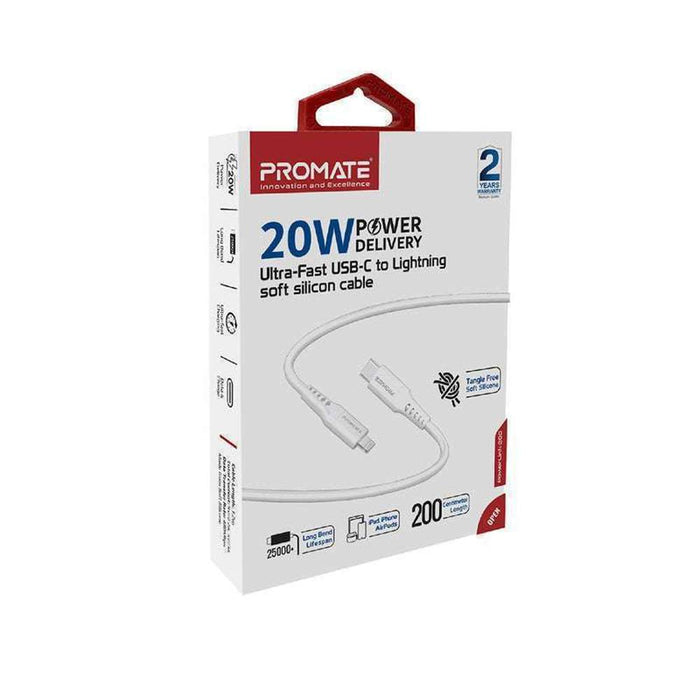 Promate 20W USB-C to Lightning Charge Cable 2m Black
