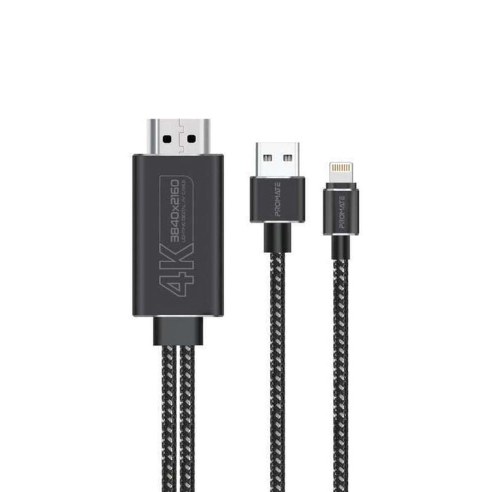 Promate 4K@60Hz Lightning Connector to HDMI Cable Charging