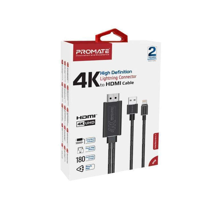 Promate 4K@60Hz Lightning Connector to HDMI Cable Charging