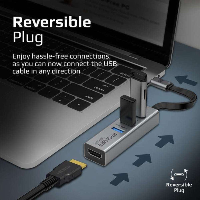 Promate USB-C Hub 3 USB 3.0 Ports 1000Mbps LAN Port