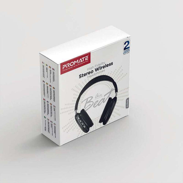 Promate Bluetooth v5.0 Over-Ear Metallic Design Headset AUX FM Black