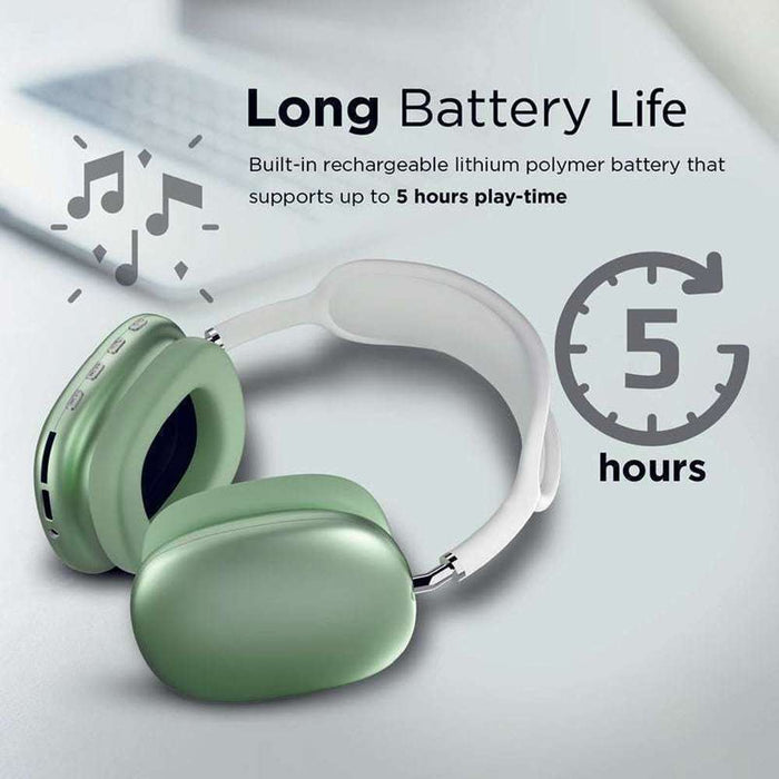 Promate Bluetooth Over-Ear Metallic Design Headset TF AUX FM Green