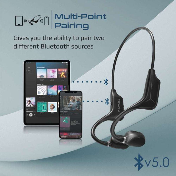 Promate Bluetooth v5.0 Bone Conduction Wireless Headset Black