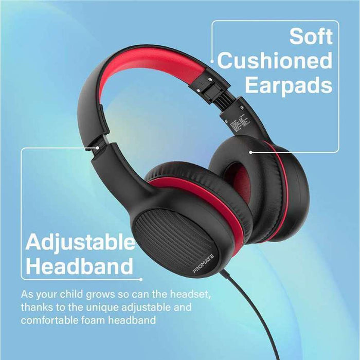 Promate Over-Ear Kid Safe Wired Headset Onyx