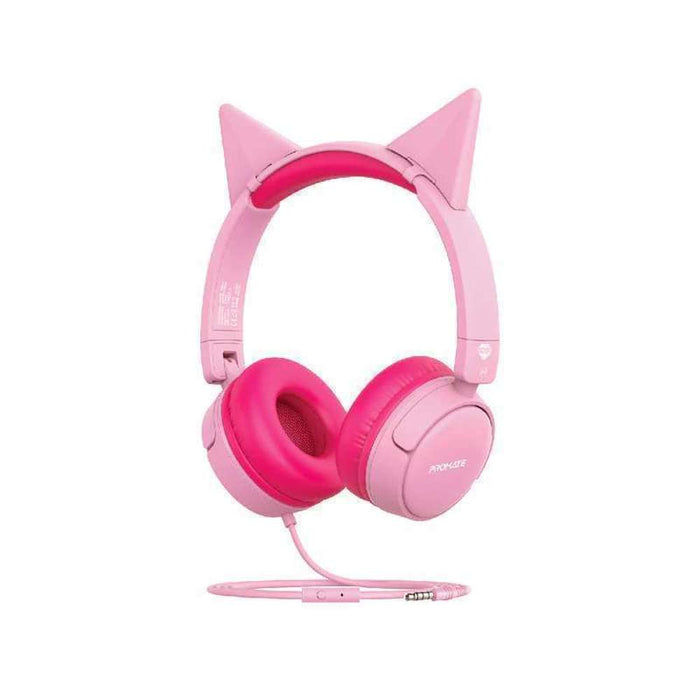 Promate Over Ear Wired Kids Headset Mic Bubblegum