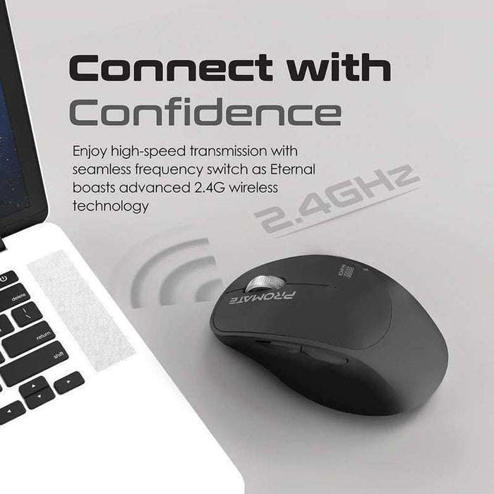 Promate 3200dpi Silent Key Wireless Optical Mouse Black