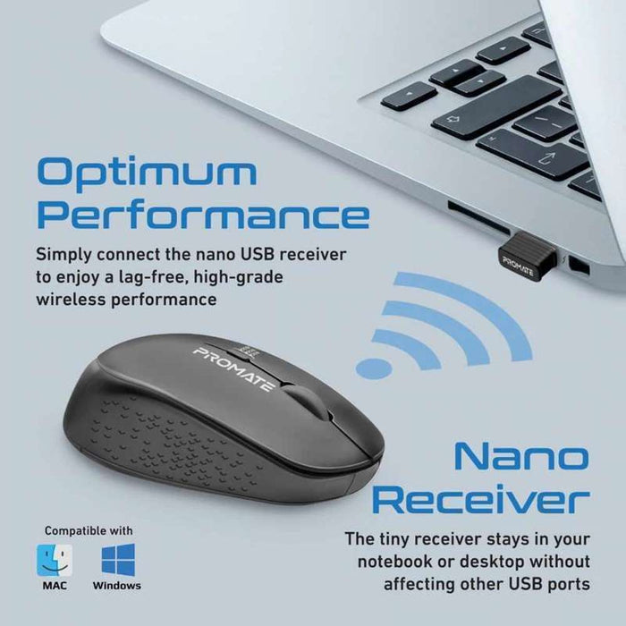 Promate 1600dpi Dual tone Wireless Mouse Black