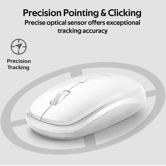 Promate 800/1200/1600dpi Ergonomic 3 Button Wireless Mouse White