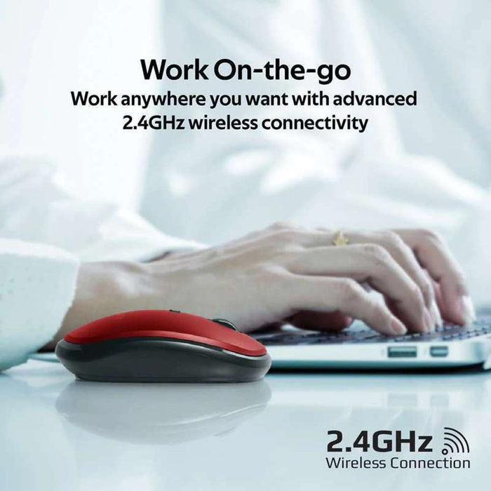 Promate 800/1200/1600dpi Ergonomic 3 Button Wireless Mouse Red