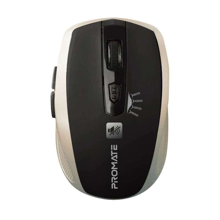 Promate 1600dpi Silent Key Wireless Optical Mouse Gold