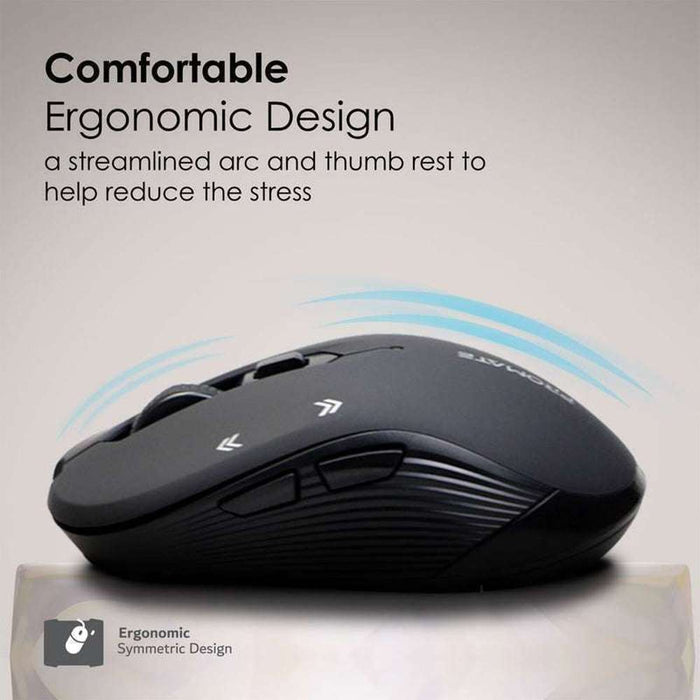 Promate 1600dpi Ergonomic Contoured Wireless Mouse Black