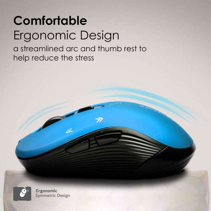Promate 1600dpi Ergonomic Contoured Wireless Mouse Blue