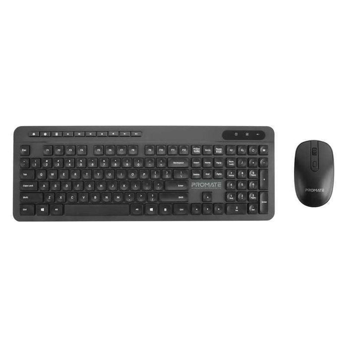 Promate Ergonomic Multimedia Wireless Keyboard Mouse Combo Black/English