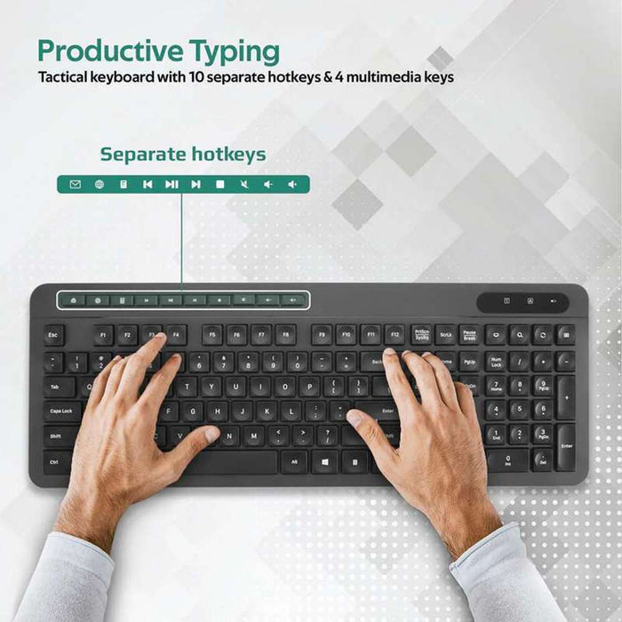 Promate Ergonomic Wired USB Full-Size Keyboard & Mouse Combo, Plug & Play,  Easy-to-Read Characters, Widely Compatible