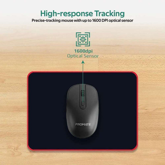 Promate Ergonomic Multimedia Wireless Keyboard Mouse Combo Black/English