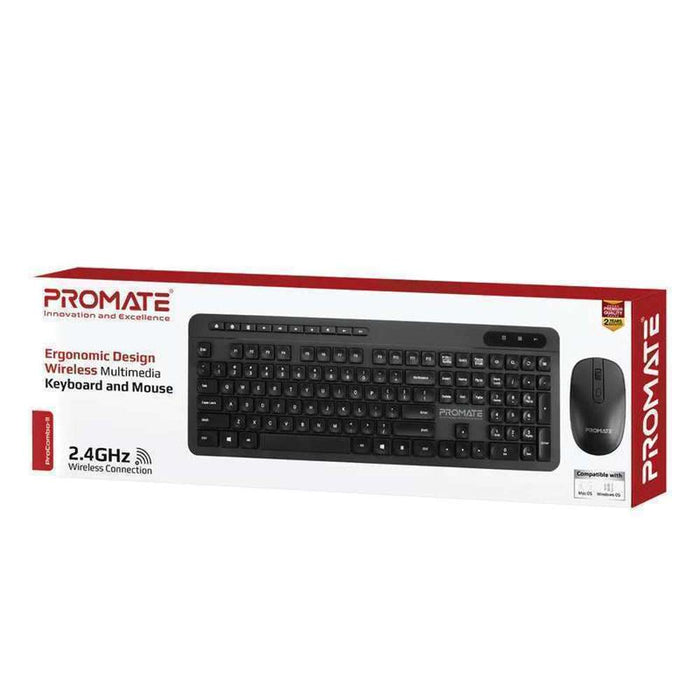 Promate Ergonomic Wired USB Full-Size Keyboard & Mouse Combo, Plug & Play,  Easy-to-Read Characters, Widely Compatible