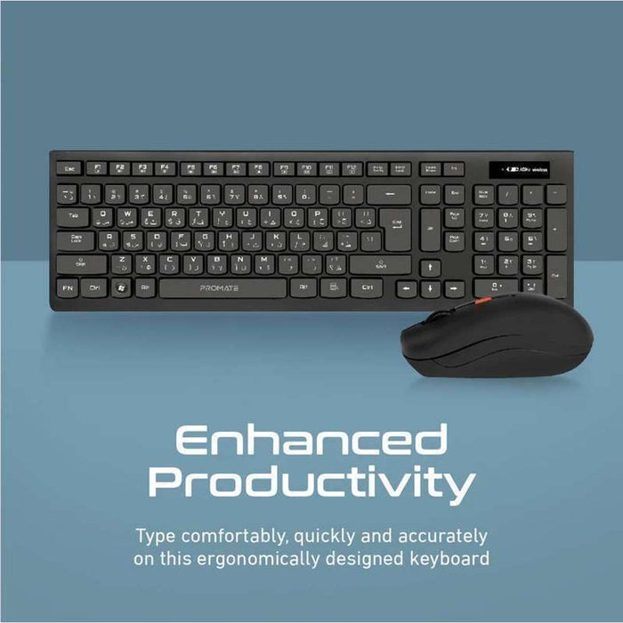 Promate Slim Ergonomic Keyboard Mouse Combo English