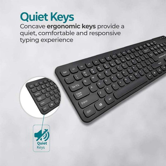 Promate Wired Ultra-Slim Ergonomic Keyboard, English