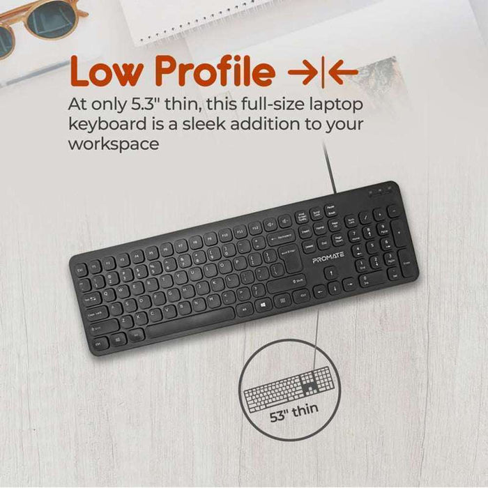 Promate Ultra-thin Wired Keyboard, Mouse Combo, English