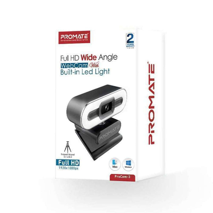 Promate 1080p WebCam Manual Focus Auto Picture Setting LED Light