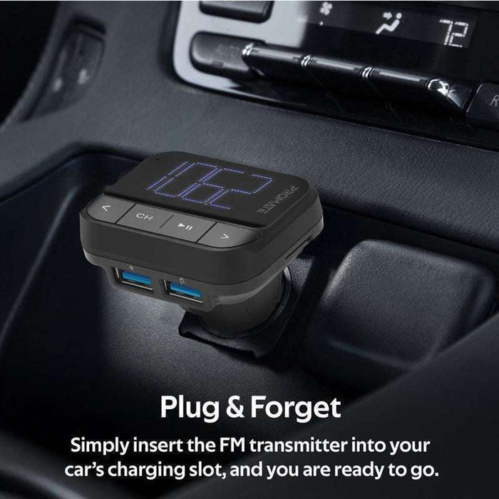 Promate Car FM Transmitter TF USB Input USB Charging Port