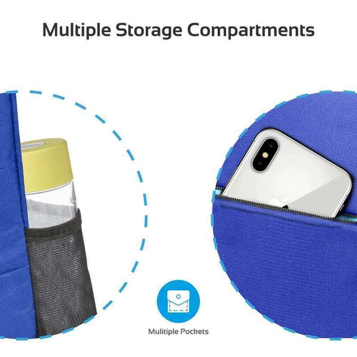 Promate Backpack Multiple Pockets for Laptops Up to 15.6" Blue