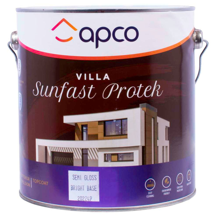 Apco Villa Sunfast Protek Top Coat Semi Gloss Acrylic Bright Base 4L