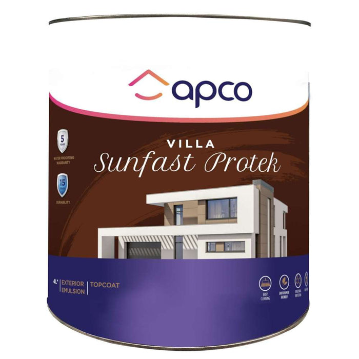 Apco Villa Sunfast Protek Top Coat Semi Gloss Acrylic White 4L