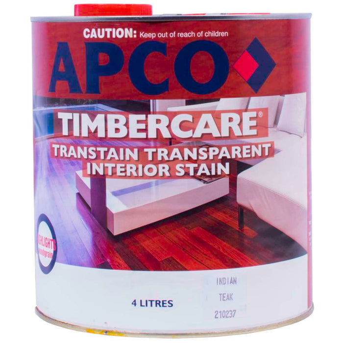 Apco Timbercare Transtain Transparent Stain Indian Teak 4L