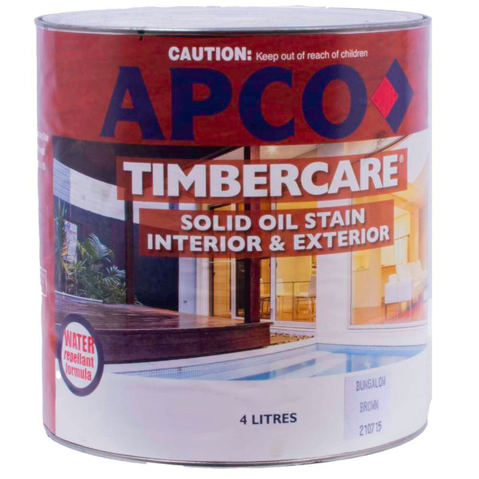 Apco Timbercare Solid Oil Stain Bunglow 4L
