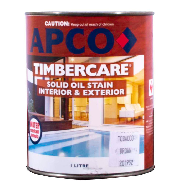 Apco Timbercare Solid Oil Stain Tobacco Brown 1L