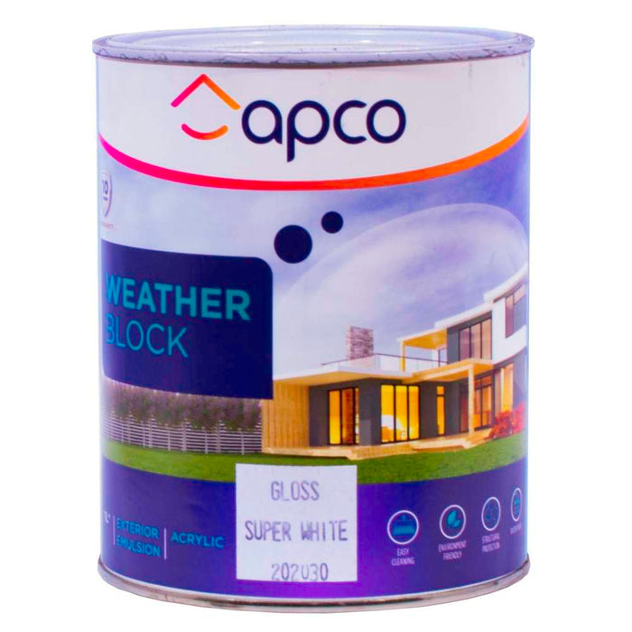 Apco Weatherblock Gloss Acrylic White 1L