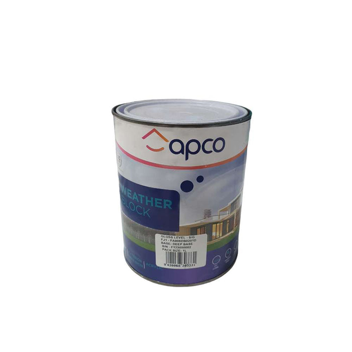 Apco Weatherblock Semi Gloss Acrylic Deep Base 1L