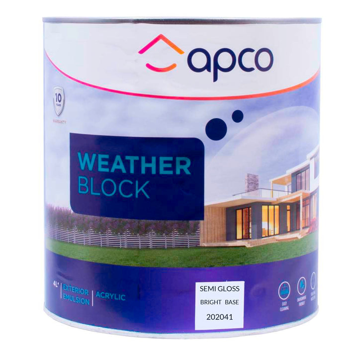 Apco Weatherblock Semi Gloss Acrylic Bright Base 4L