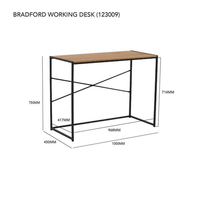 Ivan Bradford Working Desk Black & Oak 1000 x 450 x 750mm No Warranty