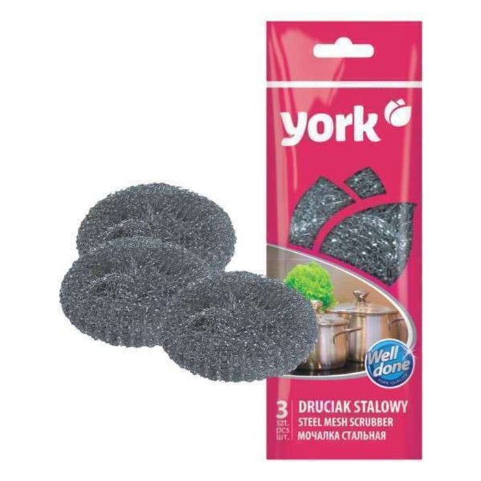 York Steel Mesh Scrubber 3pc
