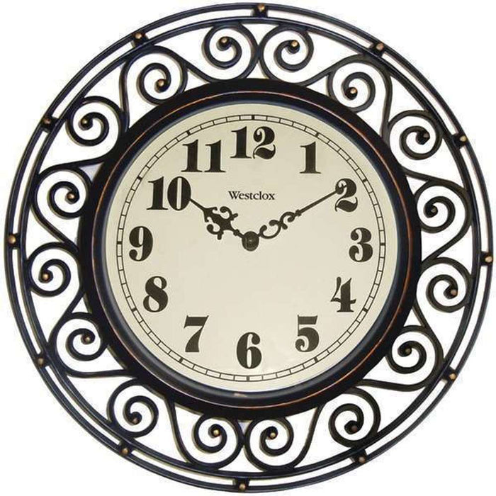Westclox Round Wall Clock Wrought Iron Design 12"
