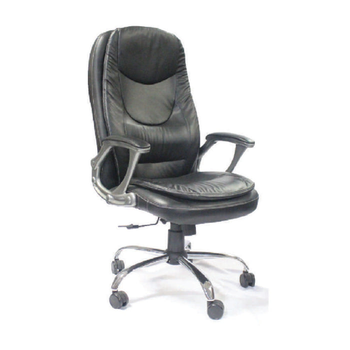 Mega High Back Chair Black PVC Chrome Base (120kg Max) #QZY-1004