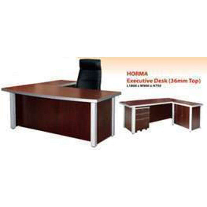 Euro Executive Set (Table Side Return Pedestal) Walnut