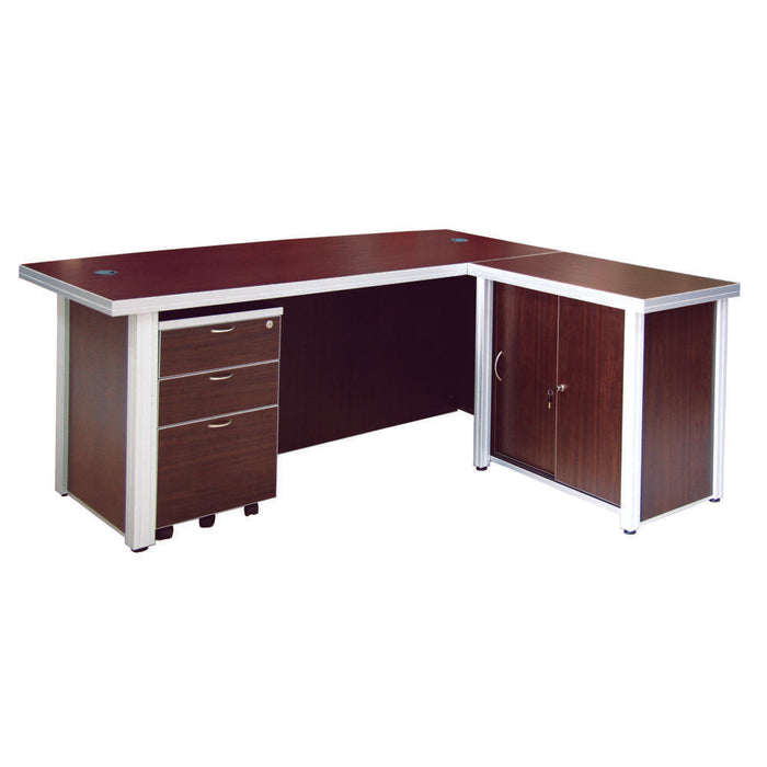 Euro Executive Set (Table Side Return Pedestal) Walnut