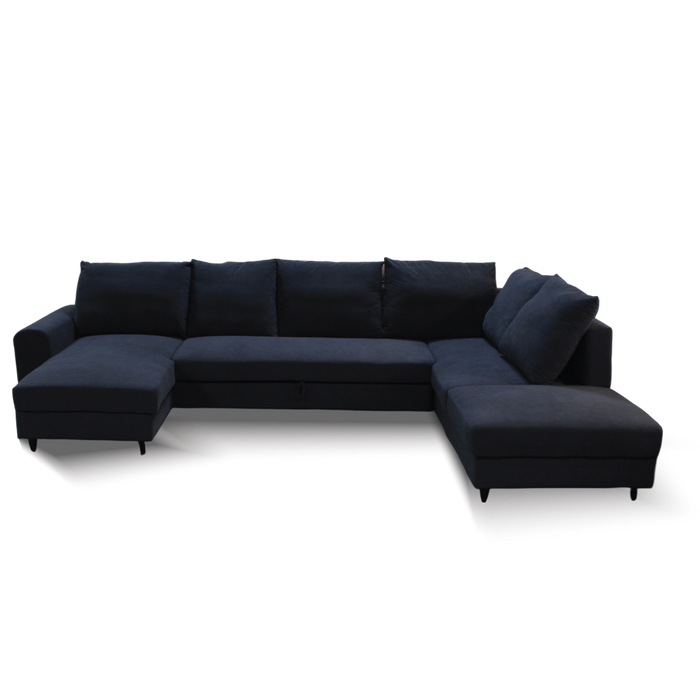 Bless L-Shape Convertible Fabric Sofa Ottoman Black #220G-36