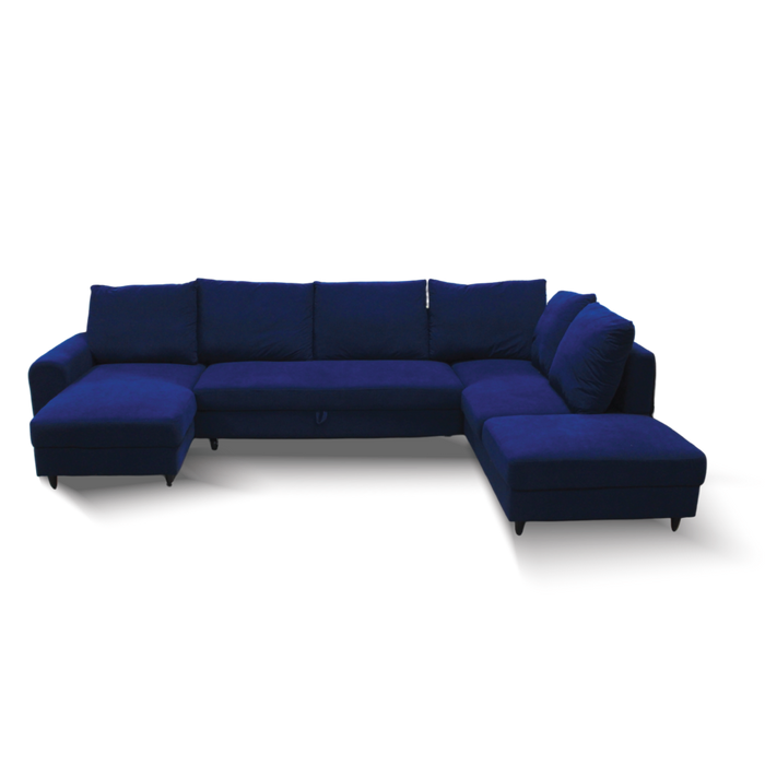 Bless L-Shape Convertible Fabric Sofa Ottoman Dark Blue #220G-25
