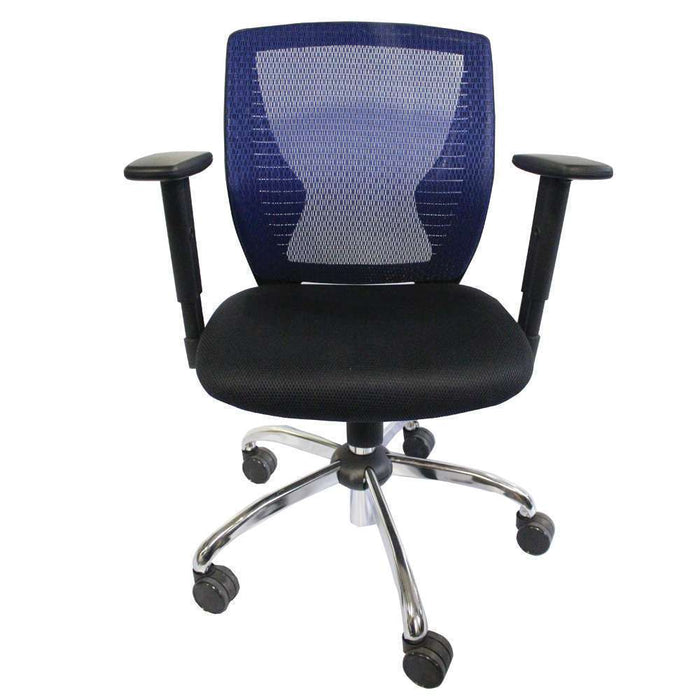 CSC Medium Mesh Back Chair Blue Chrome Base (140kg Max)