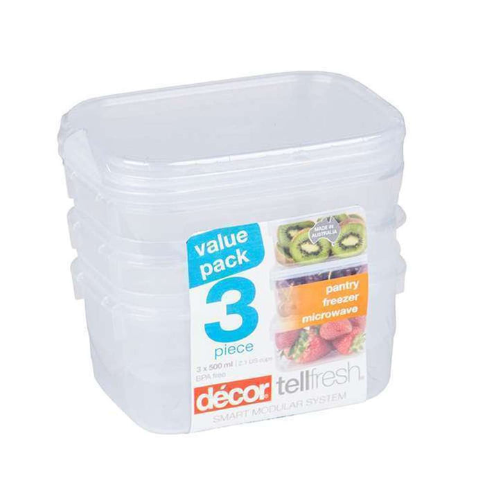 Decor Tellfresh Snack 3pk 500ml PVC Storage Box