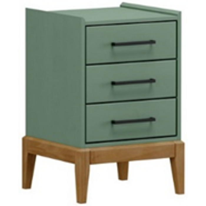 Finestra Milao Bedside Cabinet 3 Drawer L425 x W400 x H680mm Freijo Green No Warranty