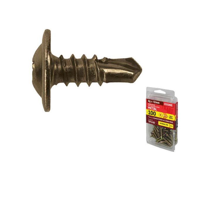 Iccons 246 Self Drilling Screw Button 8G x 25mm (100pk)